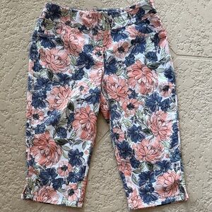 Ruby Rd. Floral Print Leggings - Pink and Blue